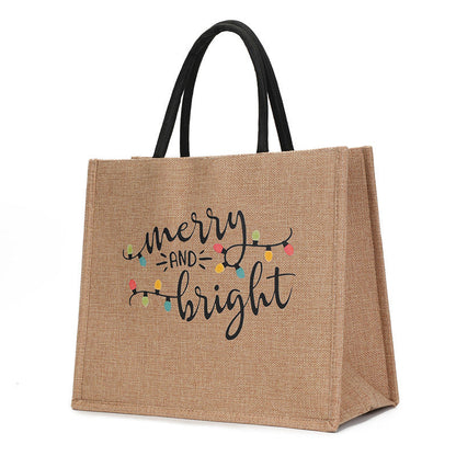 Trendy Hemp Tote Bag with Stylish Prints