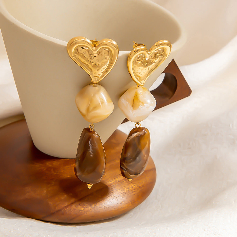 Geometric Resin Dangle Earrings Stainless Steel Chic Accessories