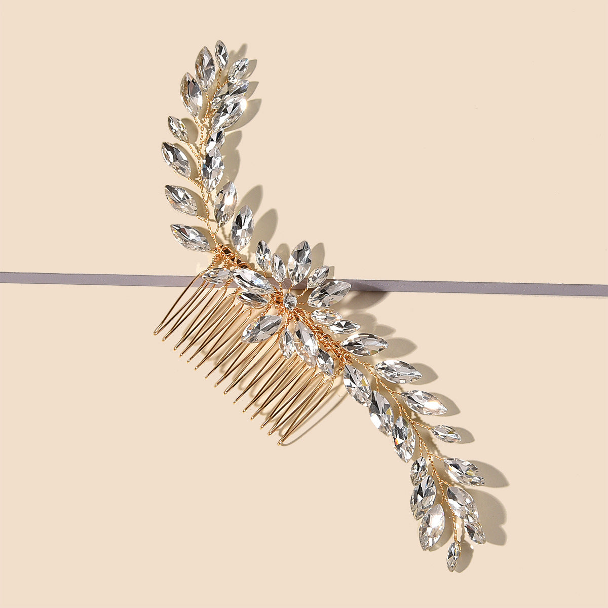 Bridal Hair Comb with Handcrafted Glass and Rhinestones