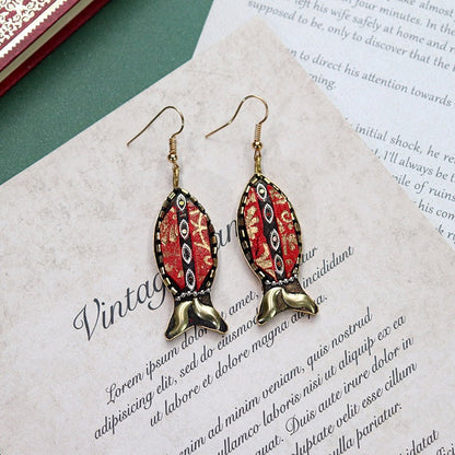 Minority Design Nepal Copper Fish Tibetan Handmade Necklace Men'S And Women'S Ethnic Style Retro Temperament Simple Earring Set