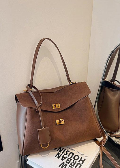 Top Handle Leather Satchel With Gold Tone Hardware