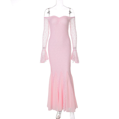 Sleek Mermaid Evening Dress With Lace Paneling