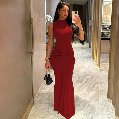 Stylish Solid Color Short Sleeve Dress for Women