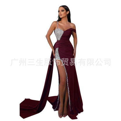 Sexy Embellished V-Neck Maxi Dress for Formal Events