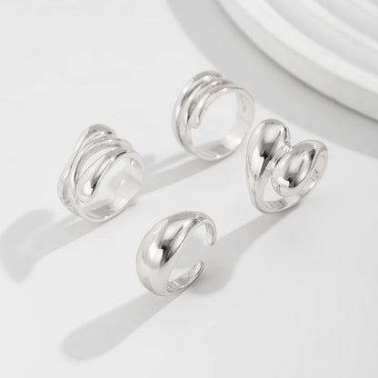 Irregular Wrinkle Alloy Bracelet with Pearl Drops - Trendy Ins Style