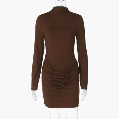 Trendy Zipper Back Bodycon Dress in Solid Colors