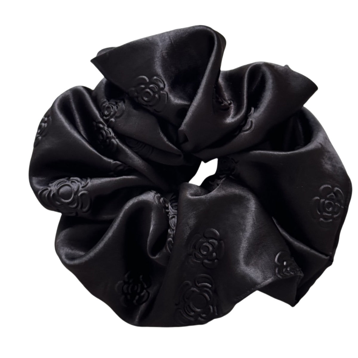 Elegant Rose Embossed Satin Stretchy Scrunchies