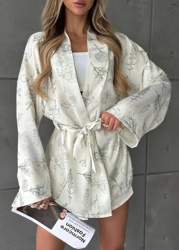 Two Piece Floral Lounge Set Lightweight Fabric