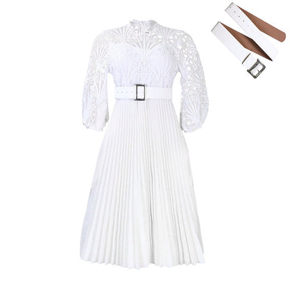 Elegant Lace Pleated Dress All-Season Casual Dress
