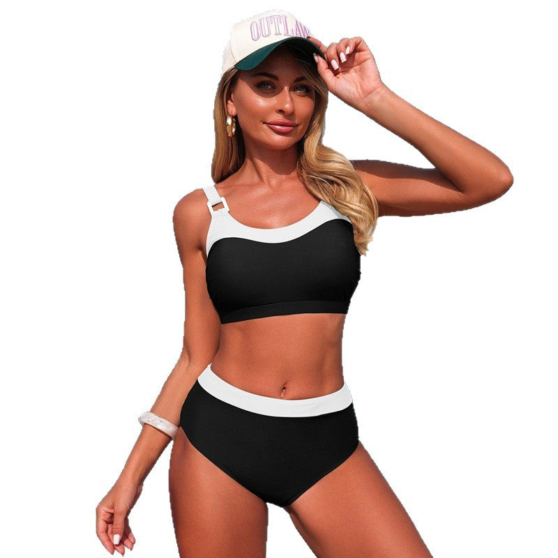 Women'S Athletic Bikini Swimsuit High Elastic Quick-Dry Two-Piece Set