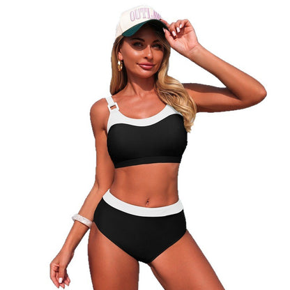 Women'S Athletic Bikini Swimsuit High Elastic Quick-Dry Two-Piece Set