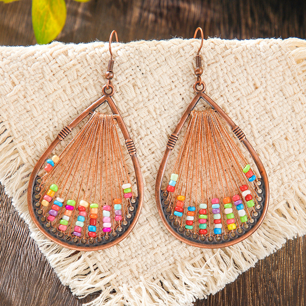 Bohemian Geometric Colorful Hoop Earrings Retro Style