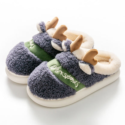 Cute Reindeer Warm Plush Outdoor Slippers