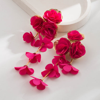 Chic Floral Chiffon Earrings Lightweight Vacation Style