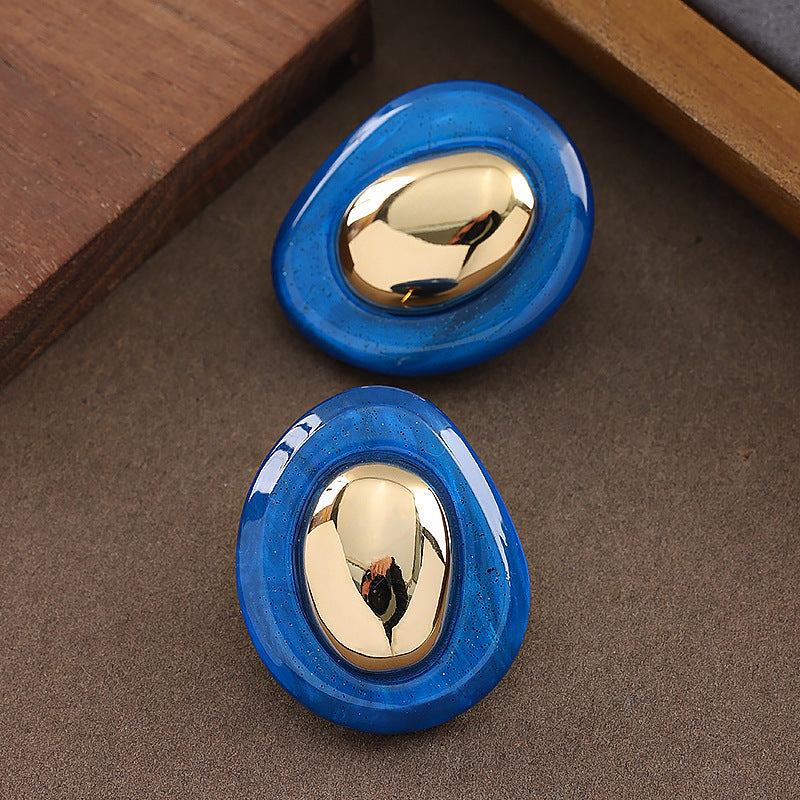 Geometric Resin Earrings With 925 Silver Pins