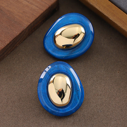 Geometric Resin Earrings With 925 Silver Pins
