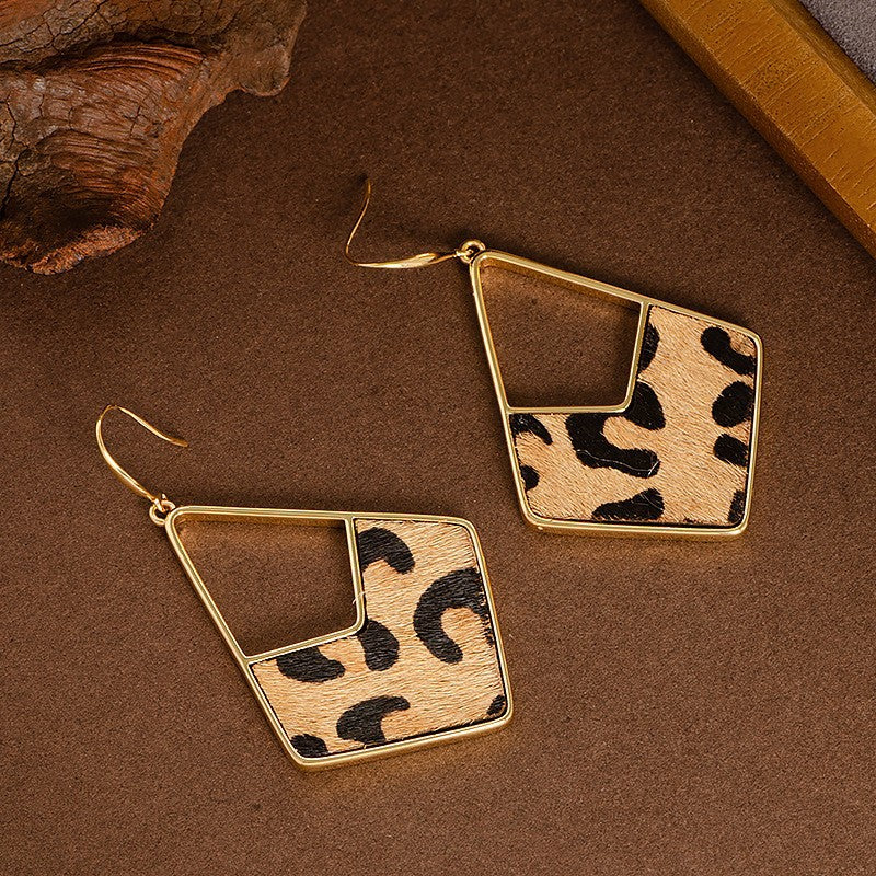 Natural Horse Hair Leopard Print Earrings Luxury Fashion Accessories