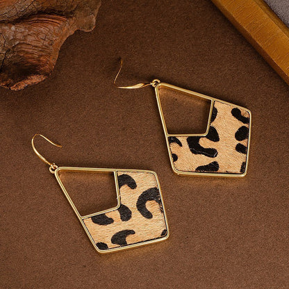 Natural Horse Hair Leopard Print Earrings Luxury Fashion Accessories