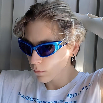Trendy Outdoor UV Protection Sunglasses Stylish Futuristic Rectangular Shades