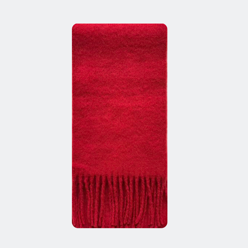 Fringe Thick Wool Blend Scarf in Icelandic Blue