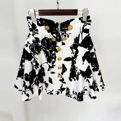Floral Print A-Line Skirt Elegant Casual Wear