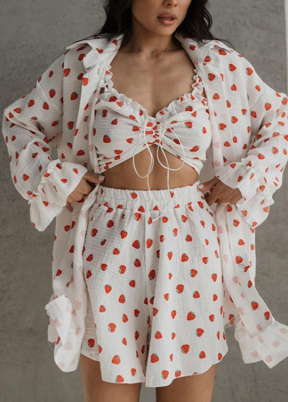 Heart Print Lounge Set Lightweight Fabric