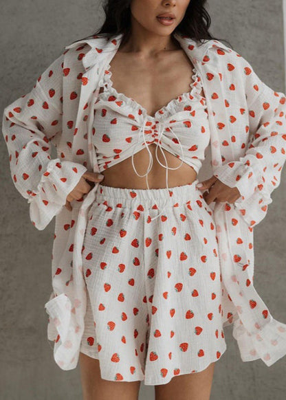 Heart Print Lounge Set Lightweight Fabric