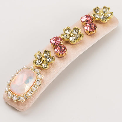 Elegant Rhinestone Hair Clip Floral Design Alloy Side Clip