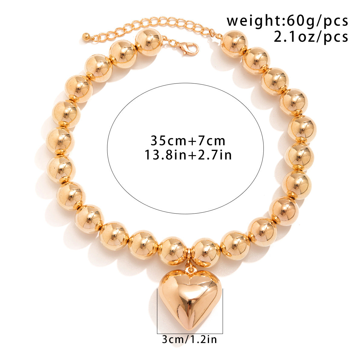 Multi-Layer Heart-Shaped Pearl Necklace Trendy Cyberpunk Style