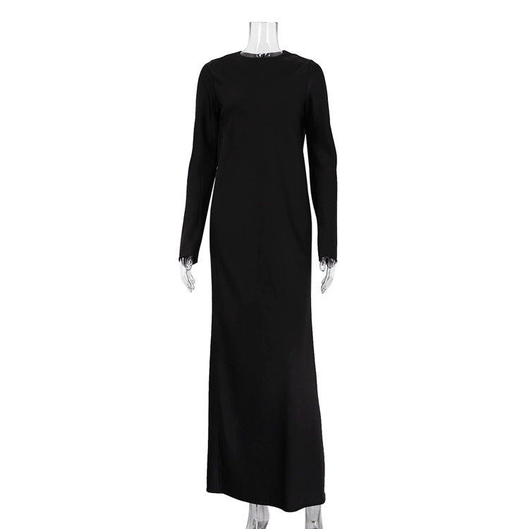 Elegant Long Sleeve Bodycon Satin Dress