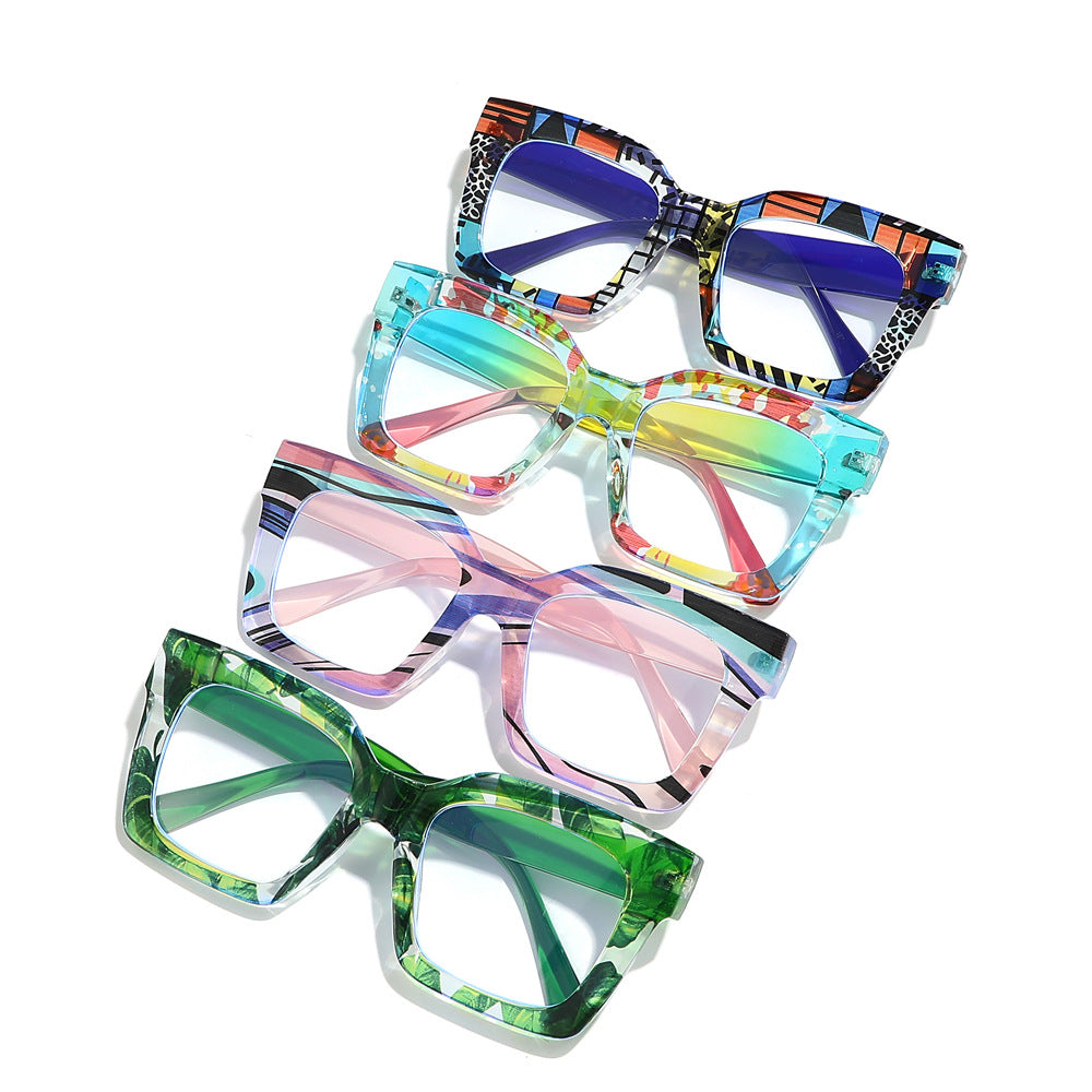 Trendy Floral Pattern Anti-Blue Light Glasses