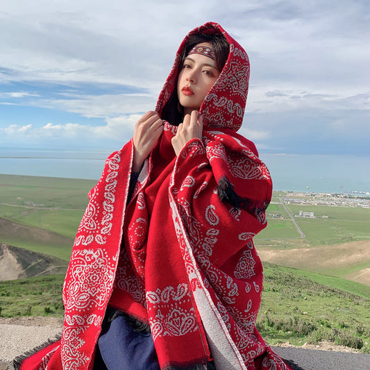 The New Dual-Purpose Tibetan  And National Style  Scarf In Autumn And Winter.