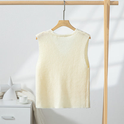 Casual Solid Color V-Neck Knit Vest