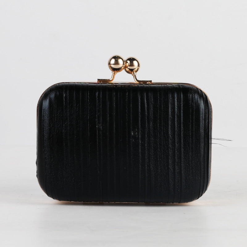 Metallic Pleated Evening Clutch Bag Stylish Formal Purse