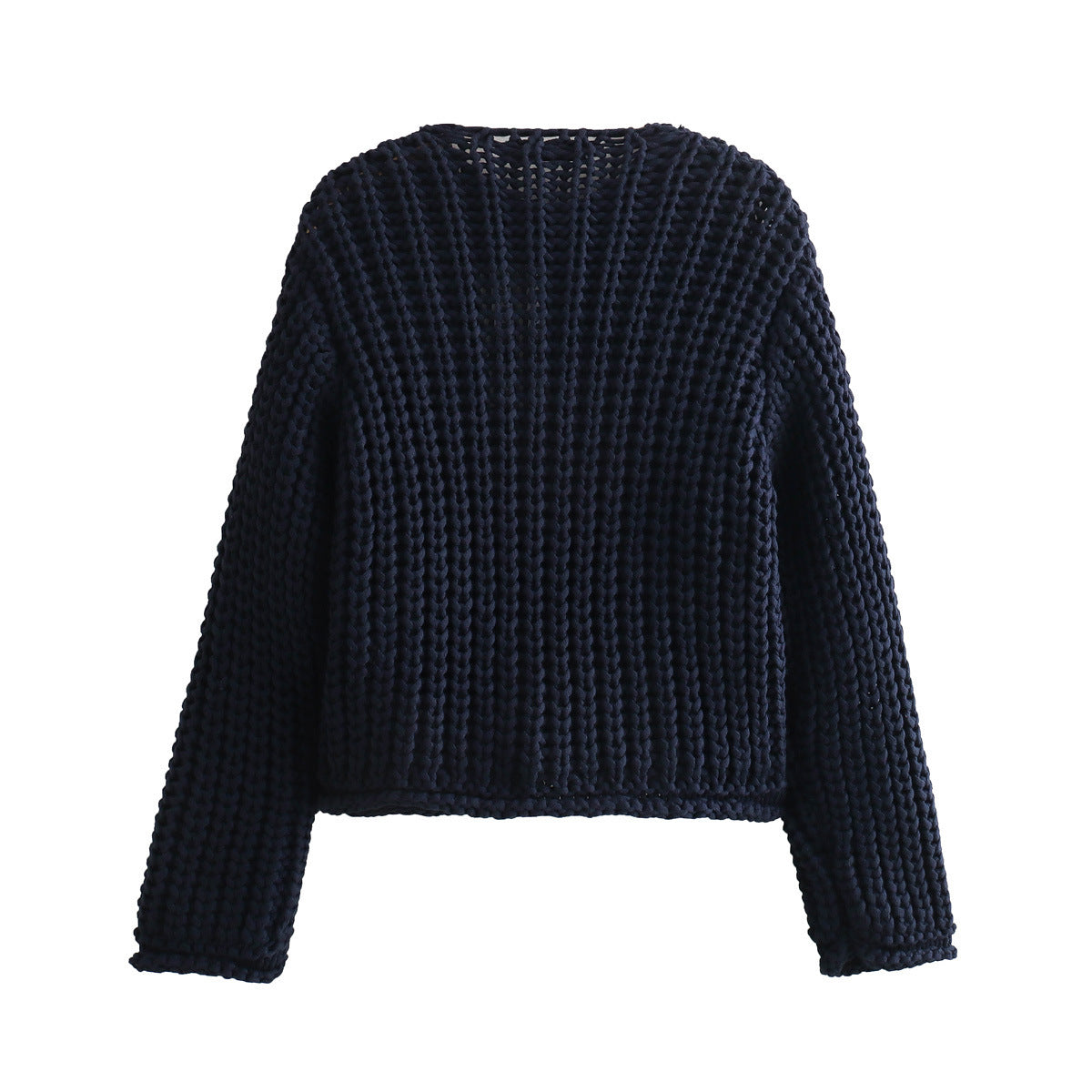 Chunky Knit V-Neck Button Down Crop Cardigan