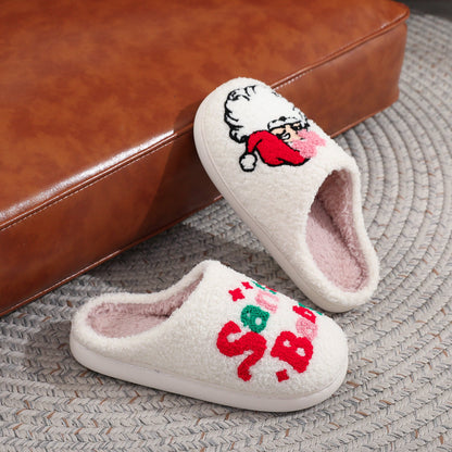 Winter Santa Claus Warm Fleece Indoor Slippers