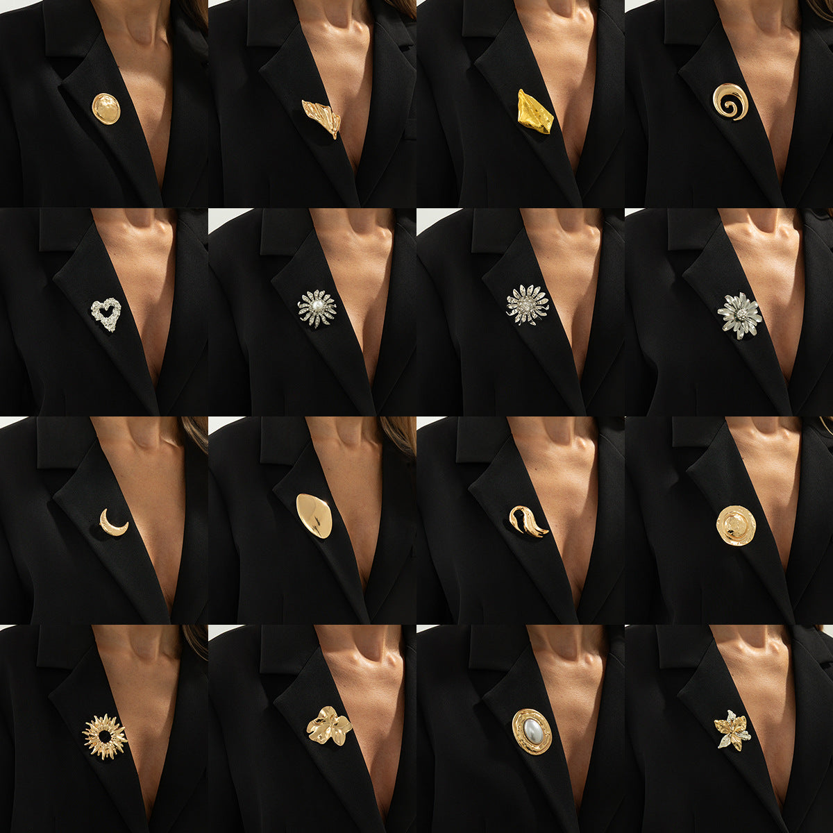 Exaggerated Irregular Metal Pleated Brooch Trendy Fashion Jacket Pin
