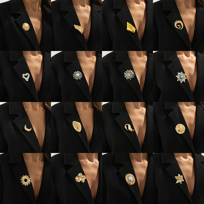 Exaggerated Irregular Metal Pleated Brooch Trendy Fashion Jacket Pin