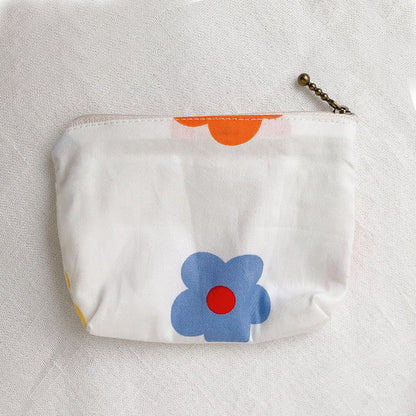 Mini Cartoon Zipper Wallet for Women Cute Floral Fabric Purse