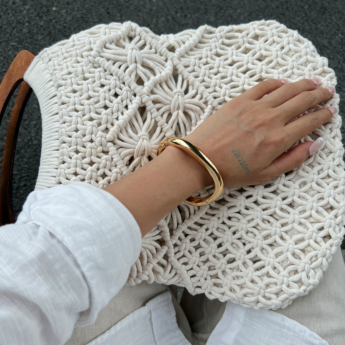 Trendy Geometric Resin Bracelet Elegant Alloy Bangle