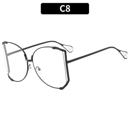 Trendy Oversized Metal Sunglasses UV400 Protection