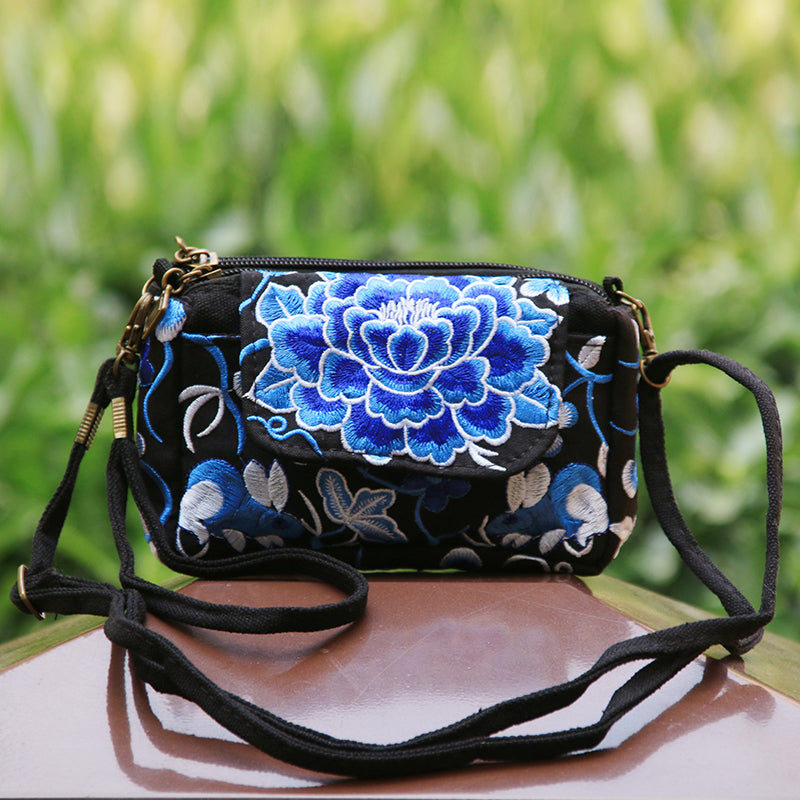 Tibetan Style Hand-Embroidered Small Square Bag Casual Canvas Ladies Bag