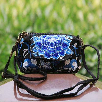 Tibetan Style Hand-Embroidered Small Square Bag Casual Canvas Ladies Bag