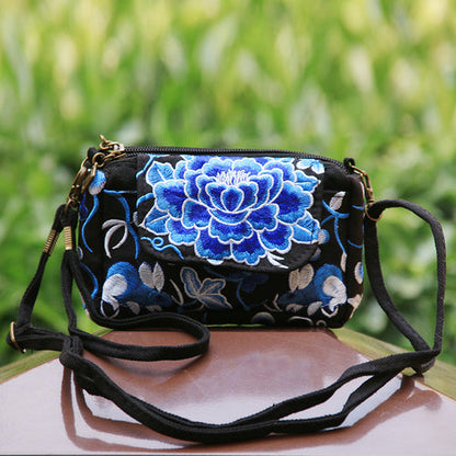 Tibetan Style Hand-Embroidered Small Square Bag Casual Canvas Ladies Bag