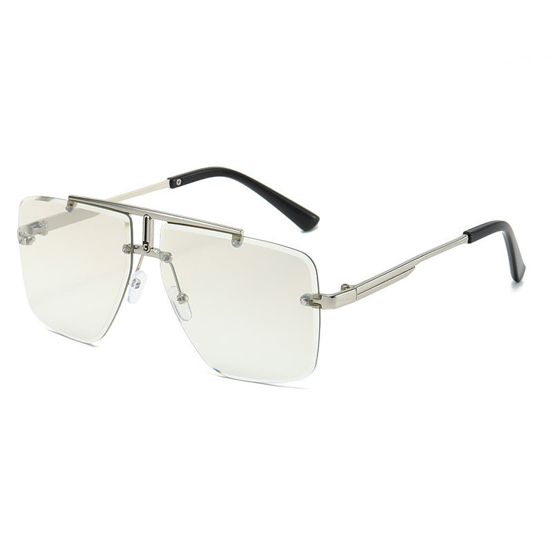 Retro Square Frame Unframed Sunglasses for Men