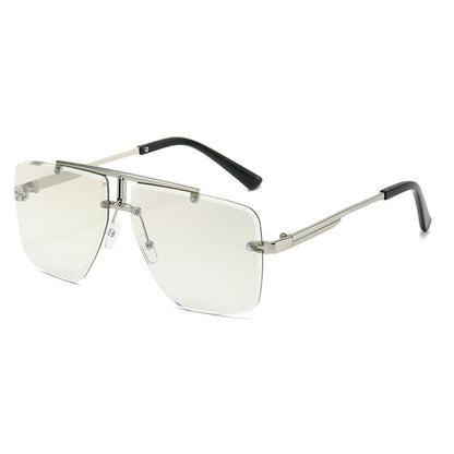 Retro Square Frame Unframed Sunglasses for Men