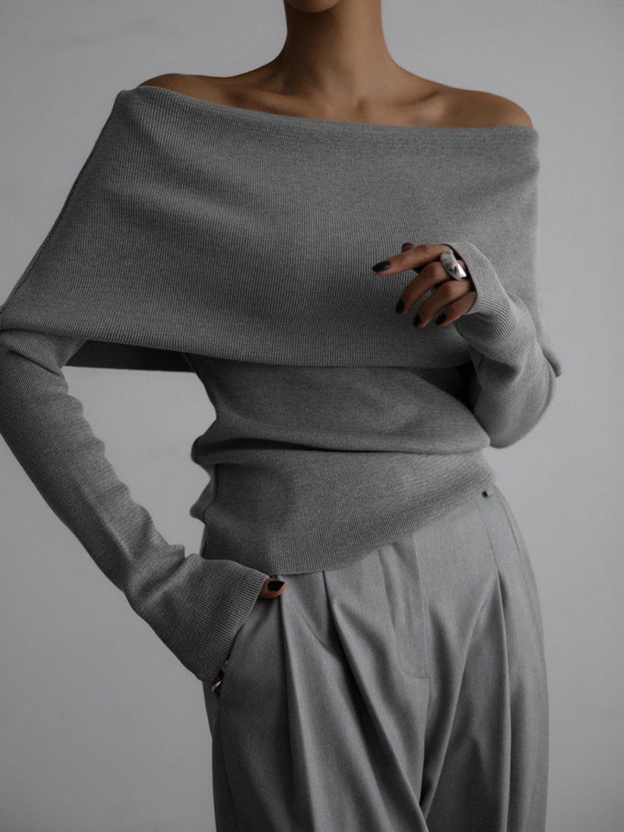 Elegant Off-Shoulder Knit Sweater Casual Top