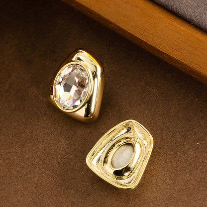 Geometric Zircon Stone Earrings Stylish Minimalist Copper With Silver Plated Needle