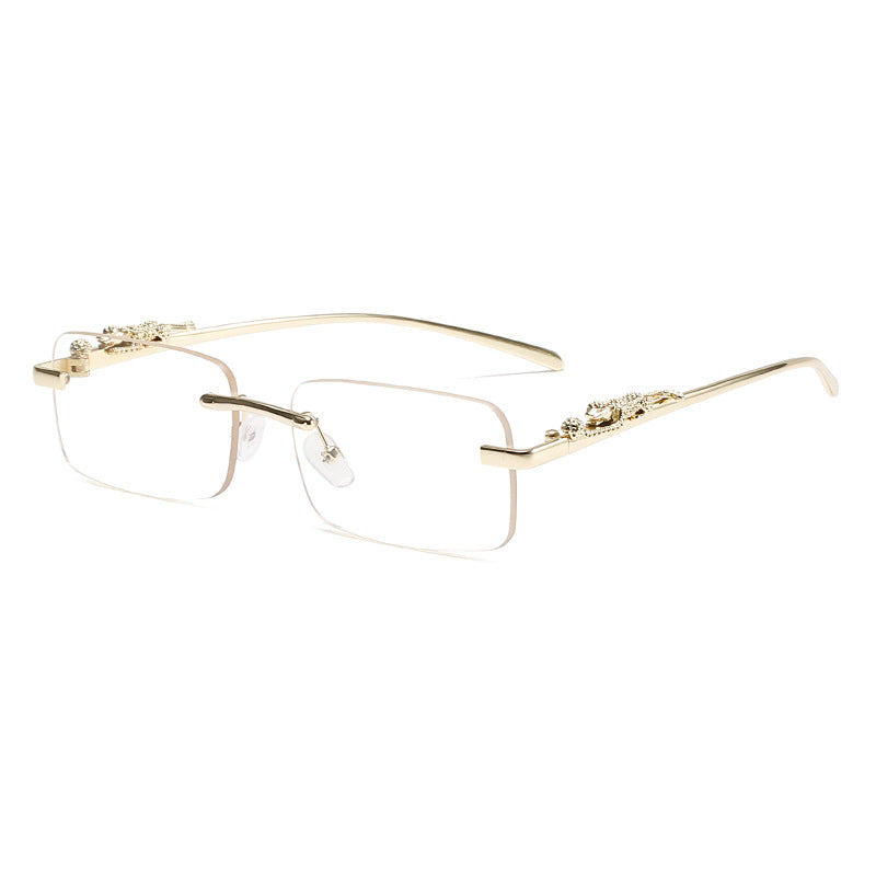 Trendy Square Frameless Sunglasses with Leopard Print Accents