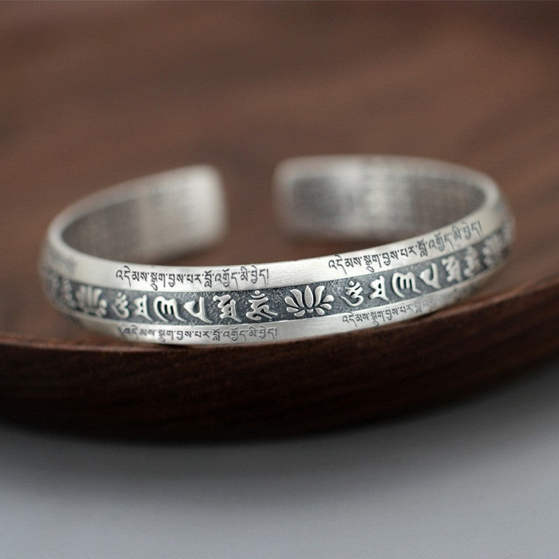 National Tide Prajnaparamita Heart Sutra Opening Bracelet Six-Character Mantra Heart Sutra Bracelet For Men And Women